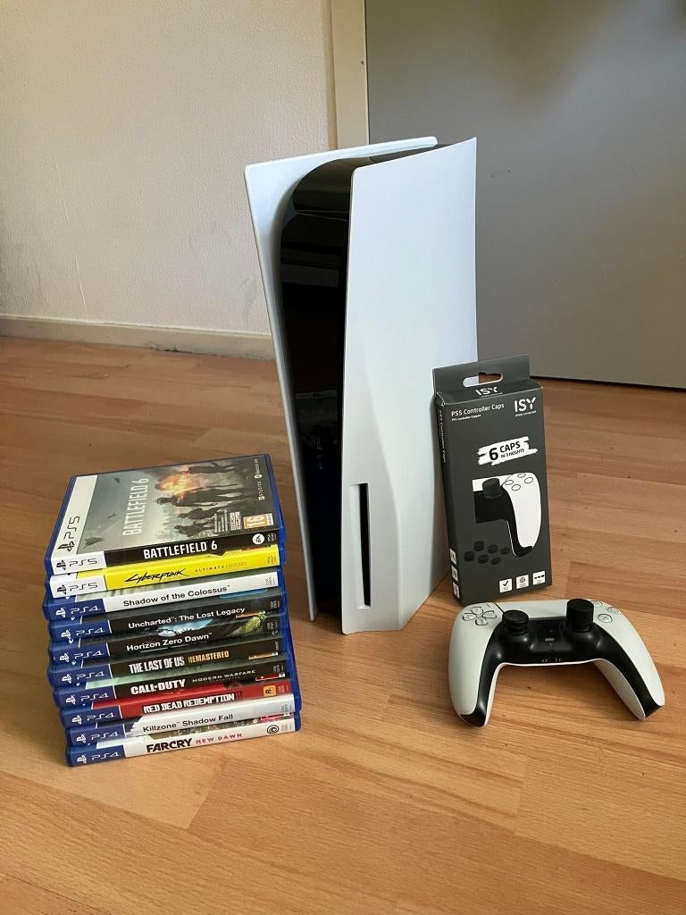 Playstation 5 Disc Edition + 12 Games + Controller, Ophalen of Verzenden, Gebruikt, Playstation 5