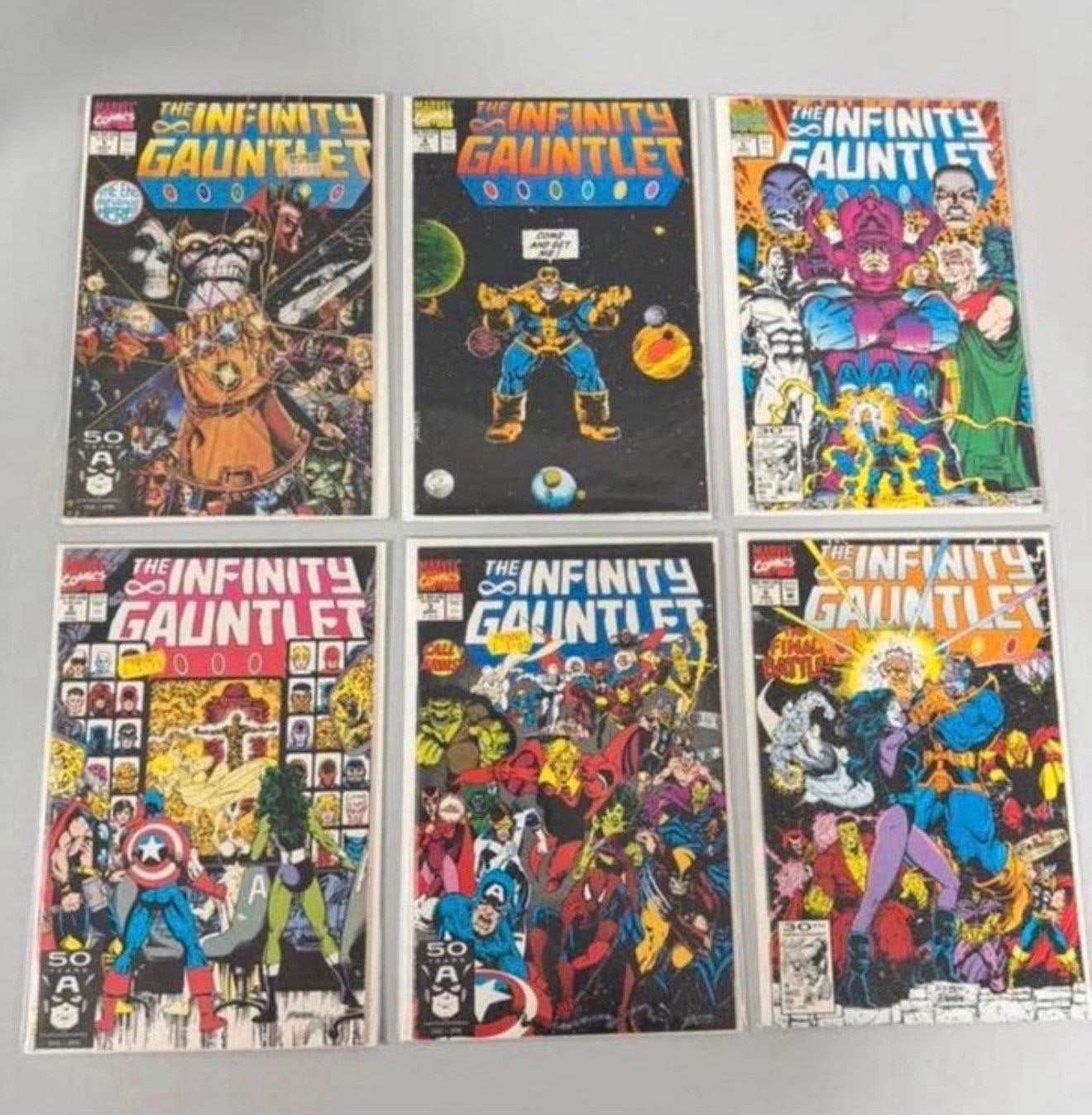 The Infinity Gauntlet #1-6 comics Near Mint Jim Starlin 1991, Amerika, Complete serie of reeks, Ophalen of Verzenden, Zo goed als nieuw