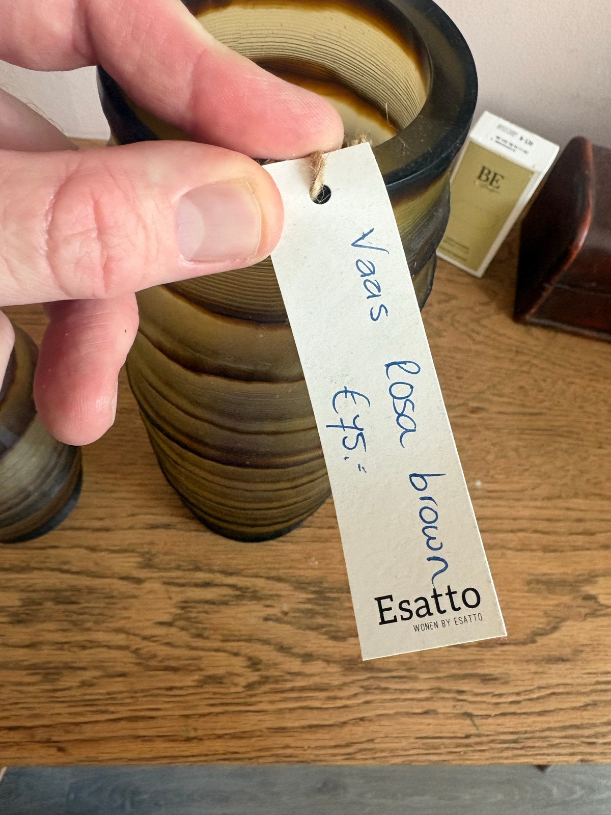 Set van 2 Esatto vazen, bruin glas, geribbeld design, Antiek en Kunst, Antiek | Vazen, Ophalen