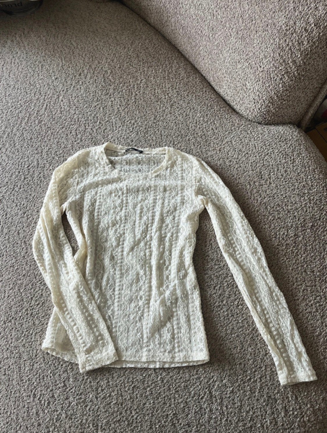 Zara Top Kant - Maat S, Beige, Ophalen of Verzenden, Lange mouw, Maat 36 (S)