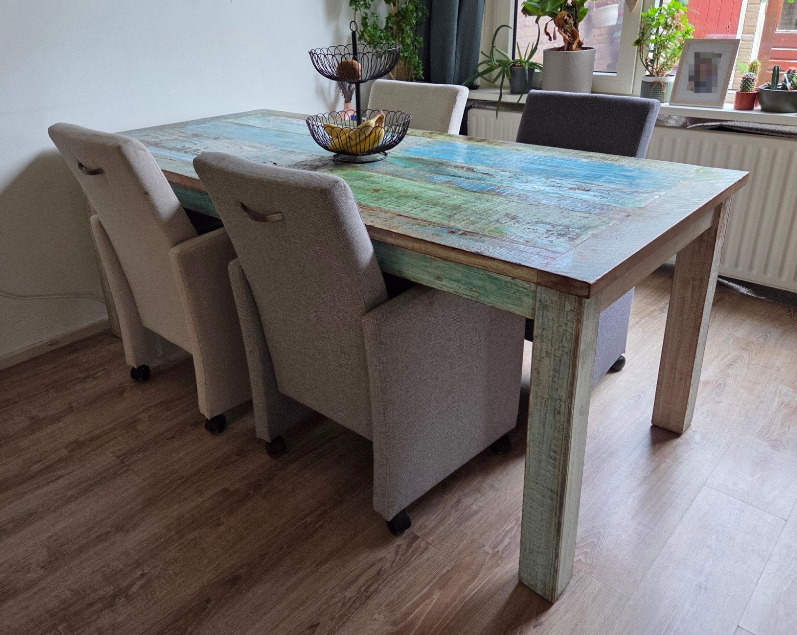 Robuuste Houten Tafel, Ibiza stijl, Ophalen, Gebruikt, 200 cm of meer, 50 tot 100 cm