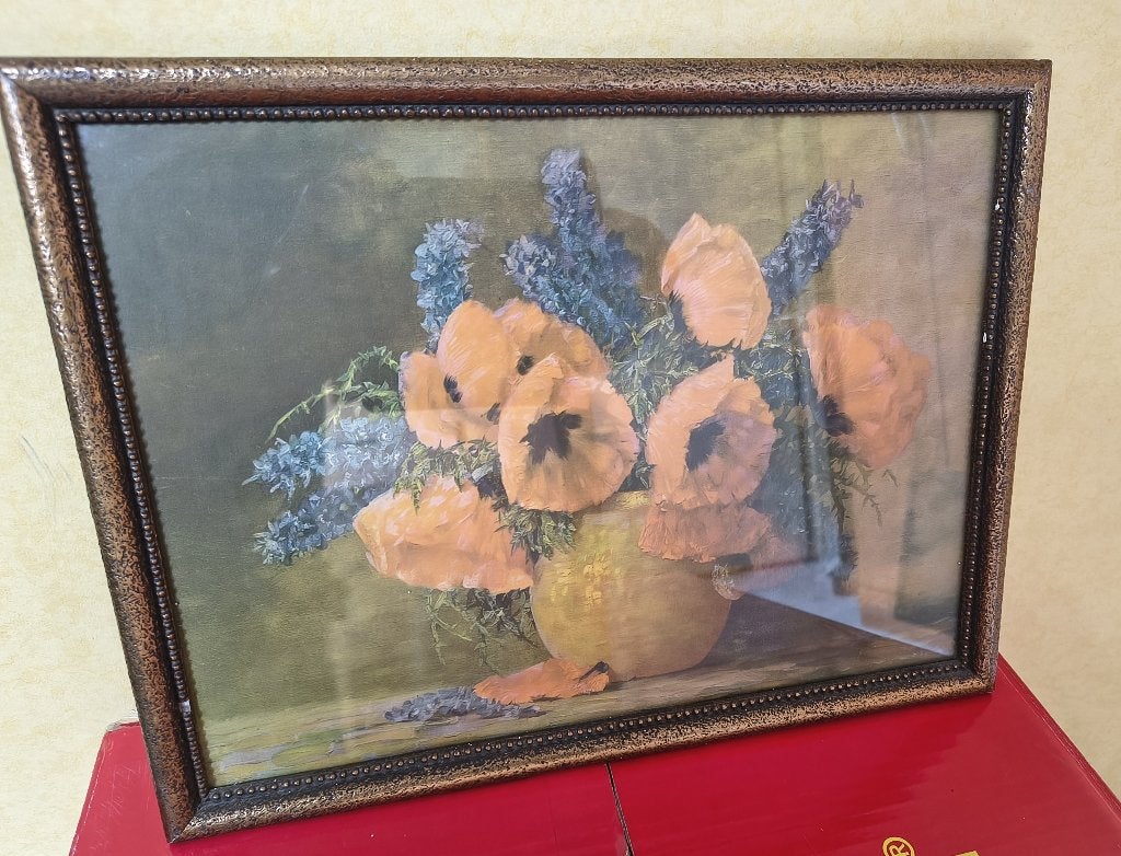 Schilderij met bloemen voorzien van lijst, Ophalen, Bloemen