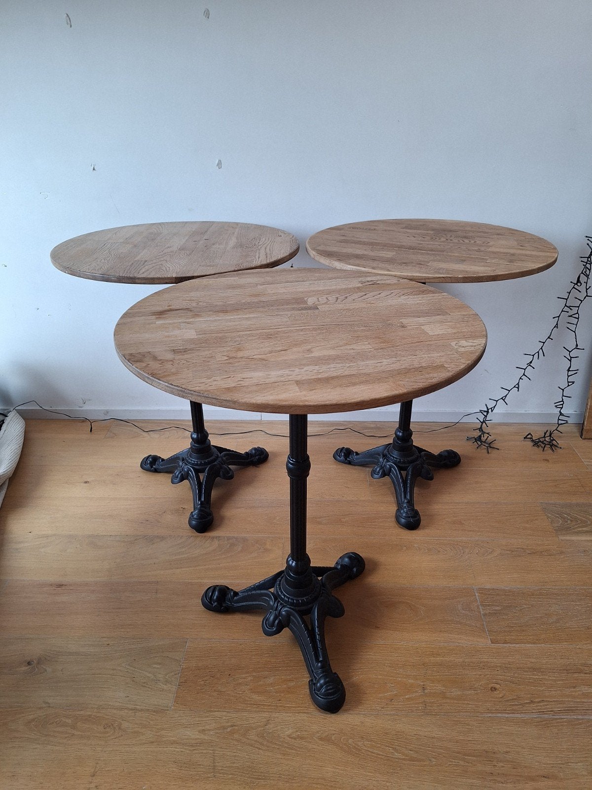 Prachtige rustieke cafétafels, Ophalen, Gebruikt, 50 tot 100 cm, Rond