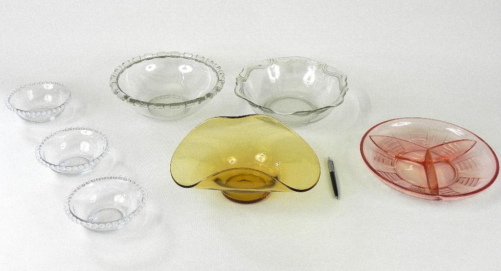 7 glazen schalen, Huis en Inrichting, Woonaccessoires | Schalen en Manden, Gebruikt, Schaal, Rond, Ophalen of Verzenden