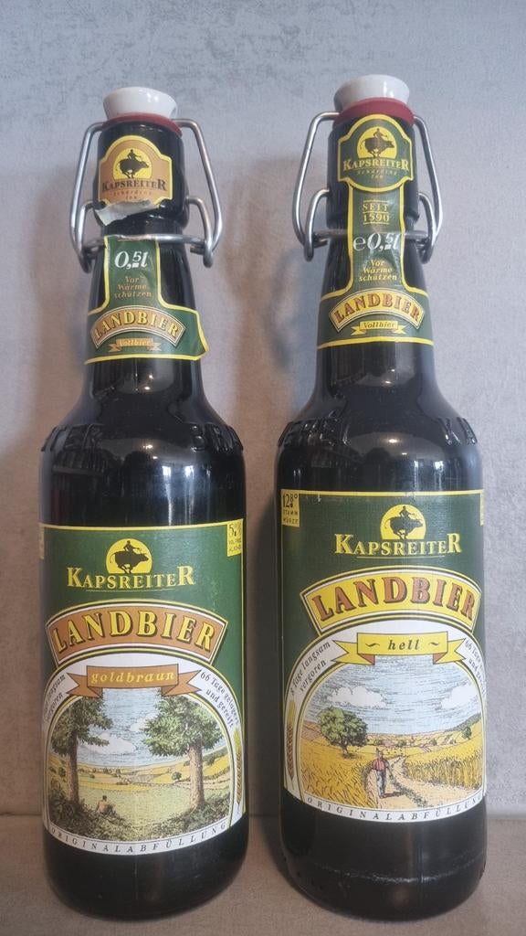 2x 50cl Landbier Kapsreiter, Schärding, Oostenrijk: '91, '03, Verzamelen, Biermerken, Ophalen of Verzenden, Zo goed als nieuw