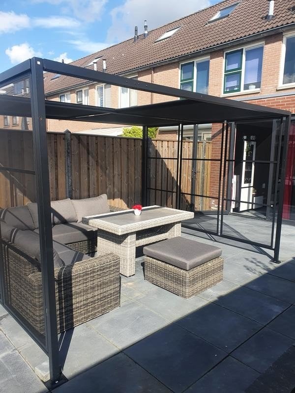 Modern Paviljoen met Schaduwdoek - 350x290cm, Gebruikt, Minder dan 4 meter, Paviljoen, 2 meter of meer