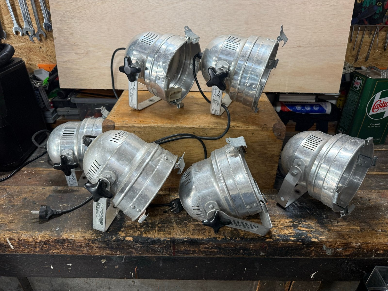 6x Aluminium Theaterspot - Leuk voor project of decoratie, Ophalen of Verzenden, Gebruikt