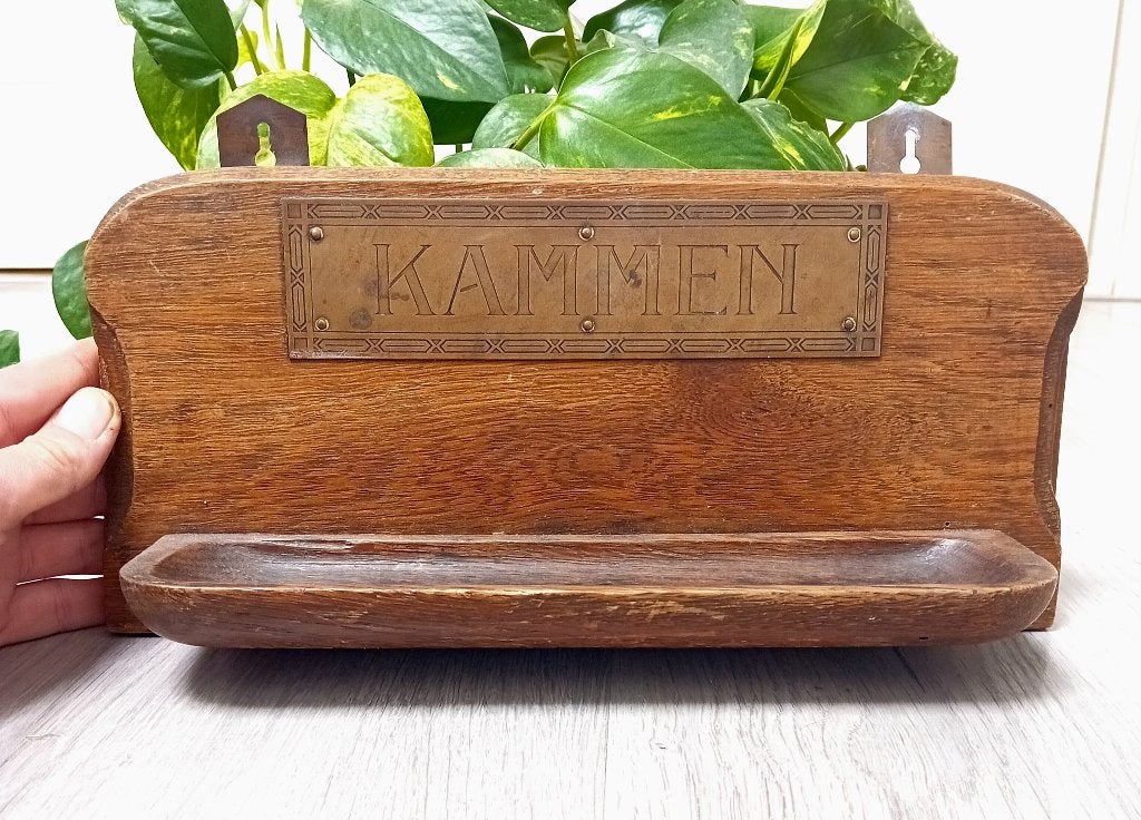 antiek kammenbakje hout/koper voor aan de muur, Antiek en Kunst, Ophalen of Verzenden