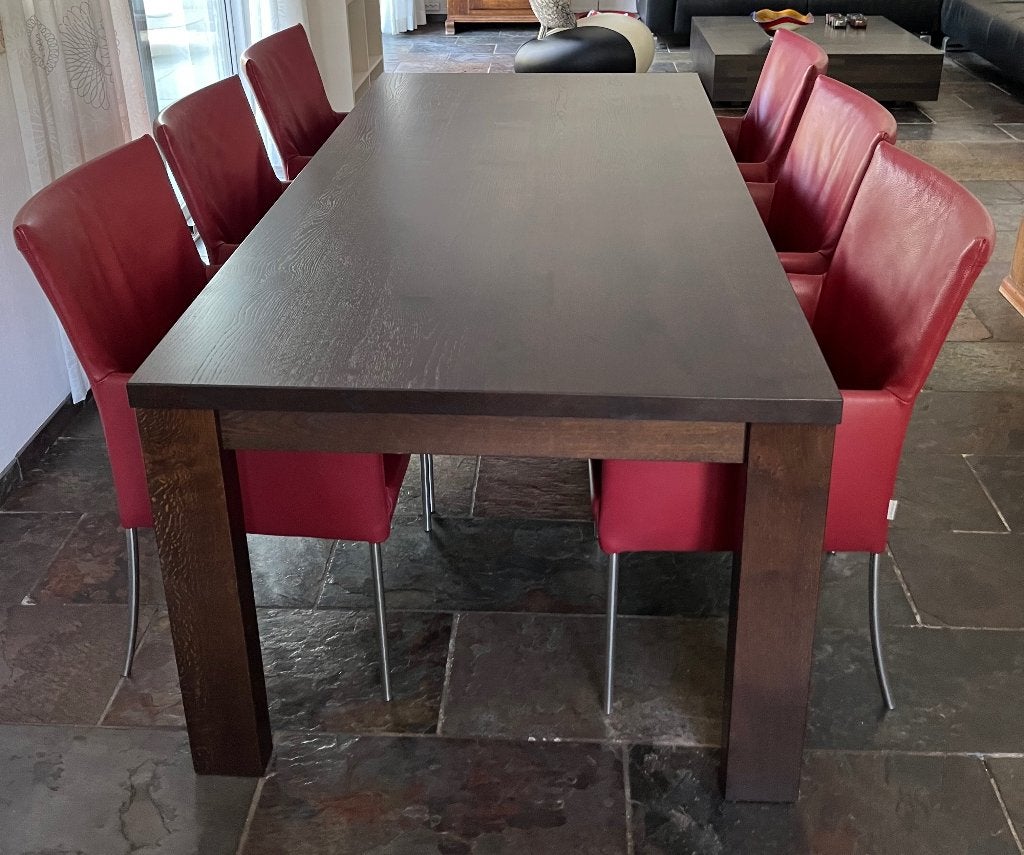 Prachtige eettafel met 6 stoelen, Ophalen, Eikenhout, 200 cm of meer, 50 tot 100 cm