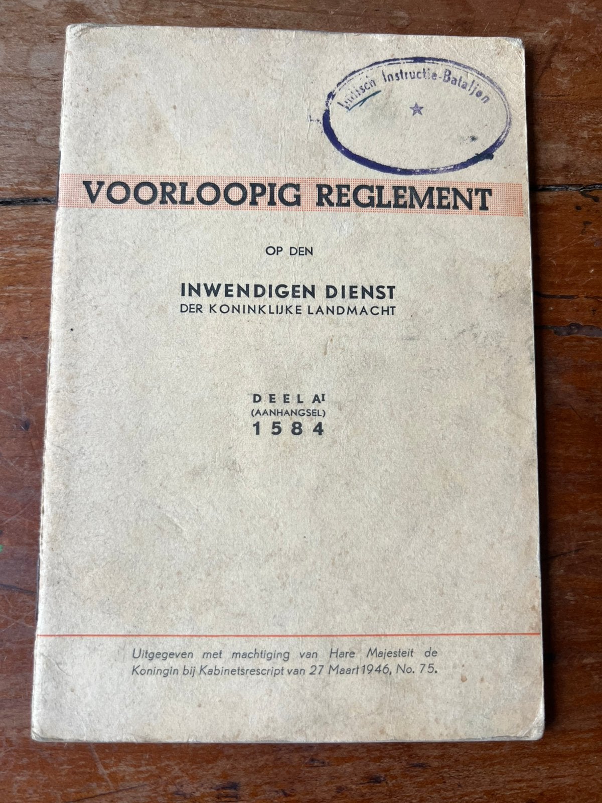 Nederlands KNIL KL Voorschrift Indisch Instructie Bataljon, Verzenden, Nederland, Boek of Tijdschrift