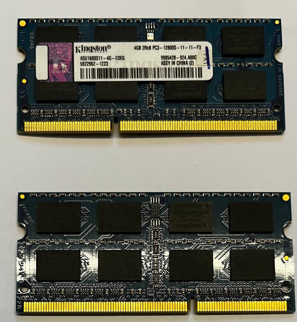 Kingston 4gb 2Rx8 PC3 - 12800S-11-11-F3, Gebruikt, DDR3, Ophalen of Verzenden, Laptop