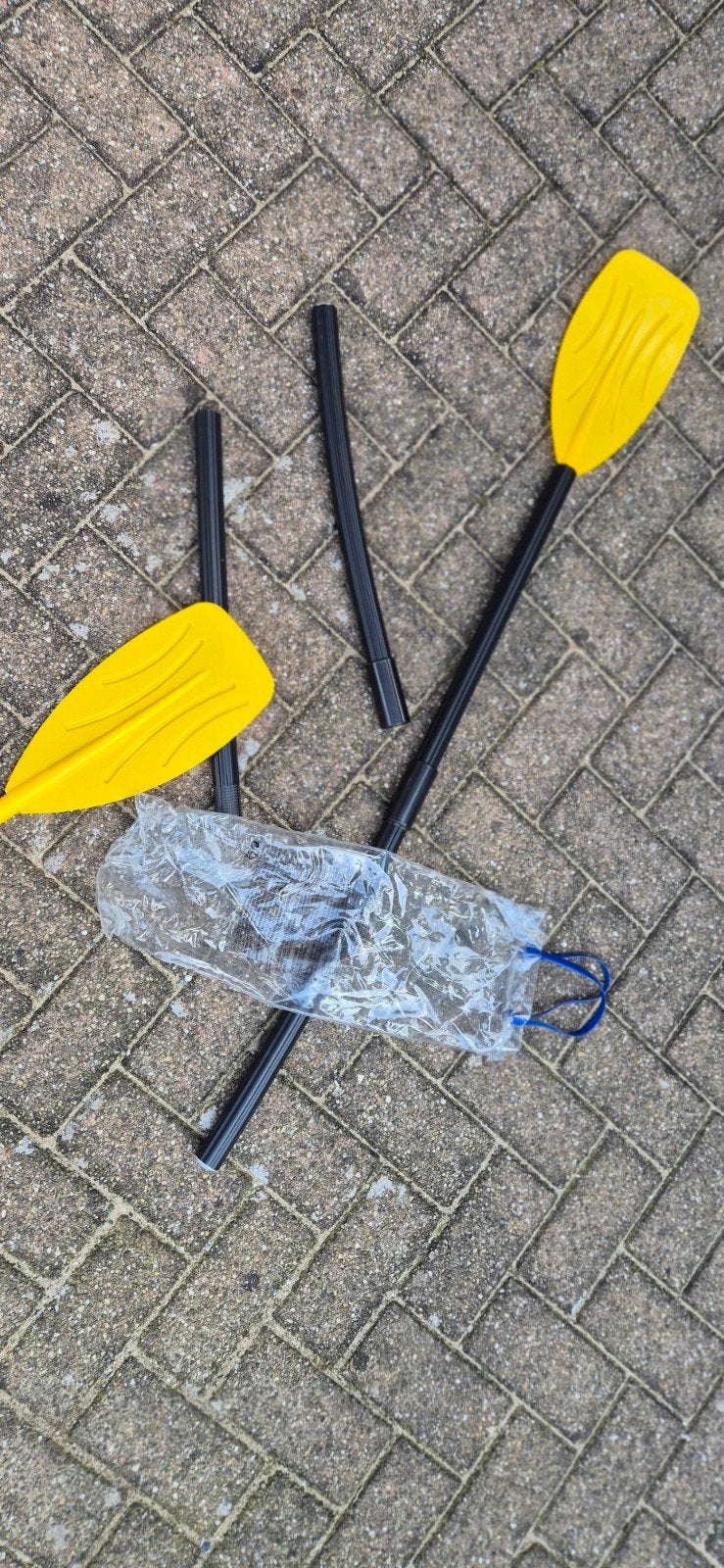 Opblaasboot peddels - Geel, 2 stuks, Ophalen of Verzenden, Gebruikt, Dubbelbladige peddel