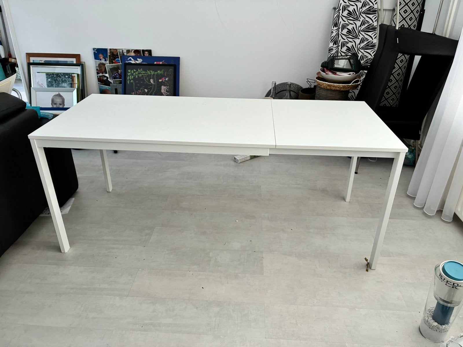 Uitschuifbare eettafel wit - IKEA, Ophalen, Kunststof, Gebruikt, 100 tot 150 cm