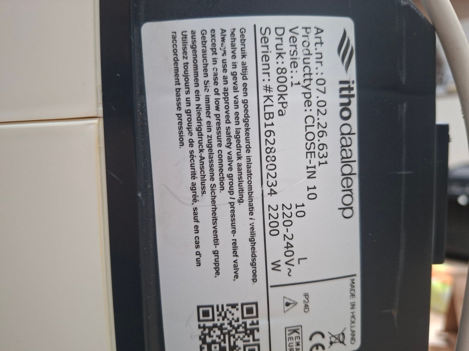 Itho Daalderop Close-in 10 liter boiler, Gebruikt, Aardgas, Minder dan 20 liter, Onbekend