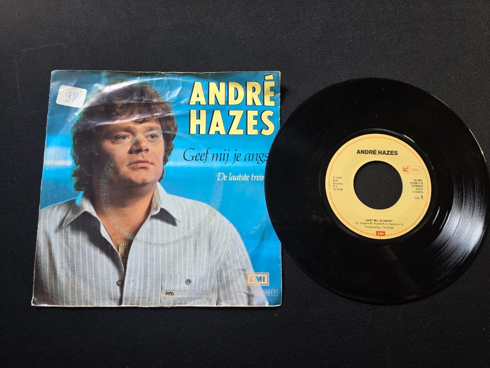 André Hazes - Geef mij je angst, Gebruikt, 7 inch, Ophalen of Verzenden, Beschermende buitenhoes