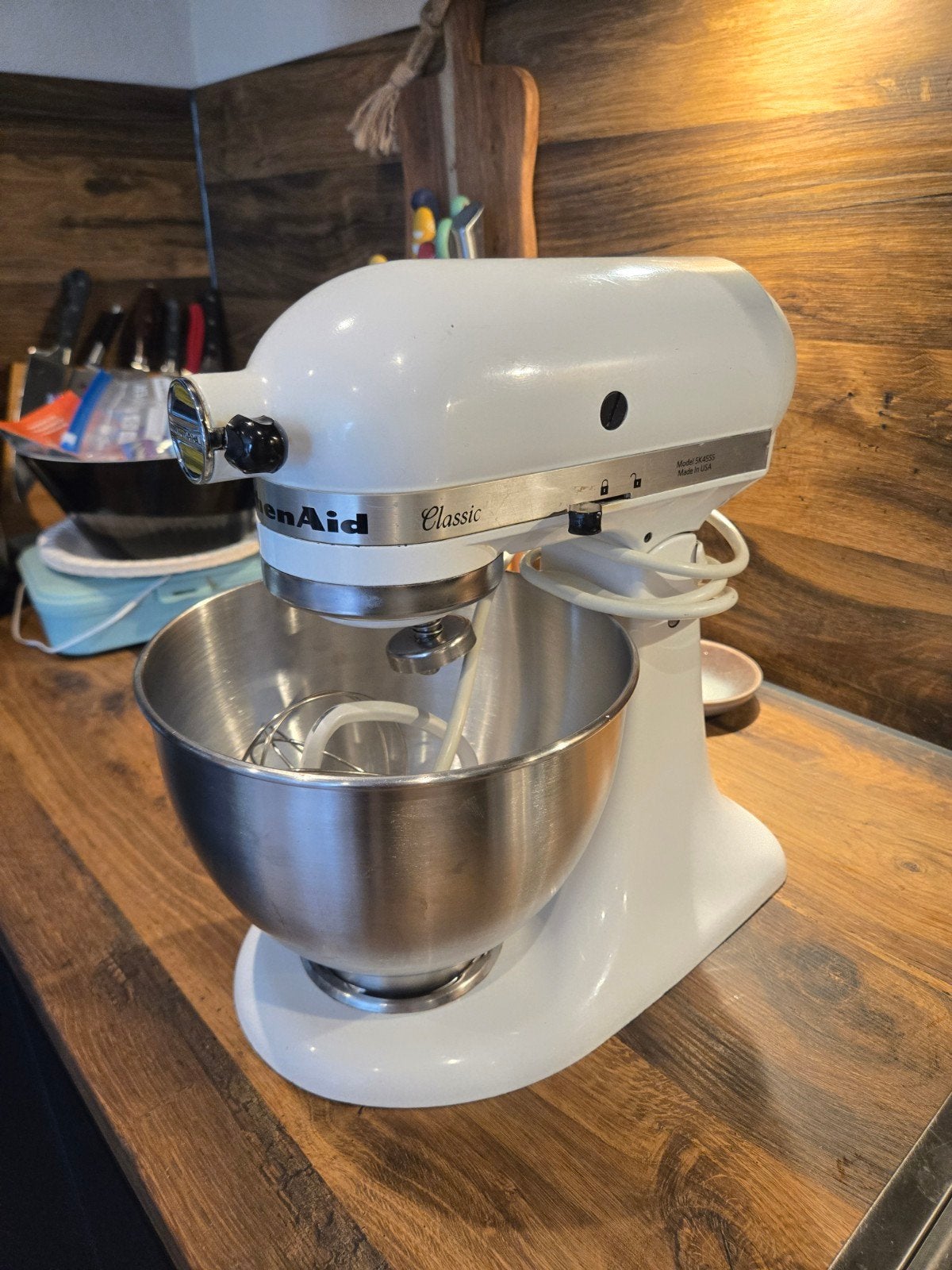 KitchenAid Classic Mixer 4.3L - Wit, 4 liter of meer, Ophalen of Verzenden, Zo goed als nieuw, 3 snelheden of meer