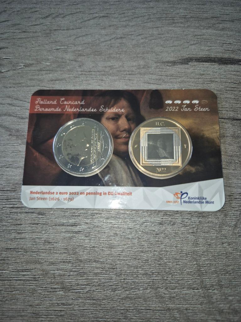 Beroemde schilders jan steen in coincard, Ophalen of Verzenden, Koningin Beatrix, Euro's