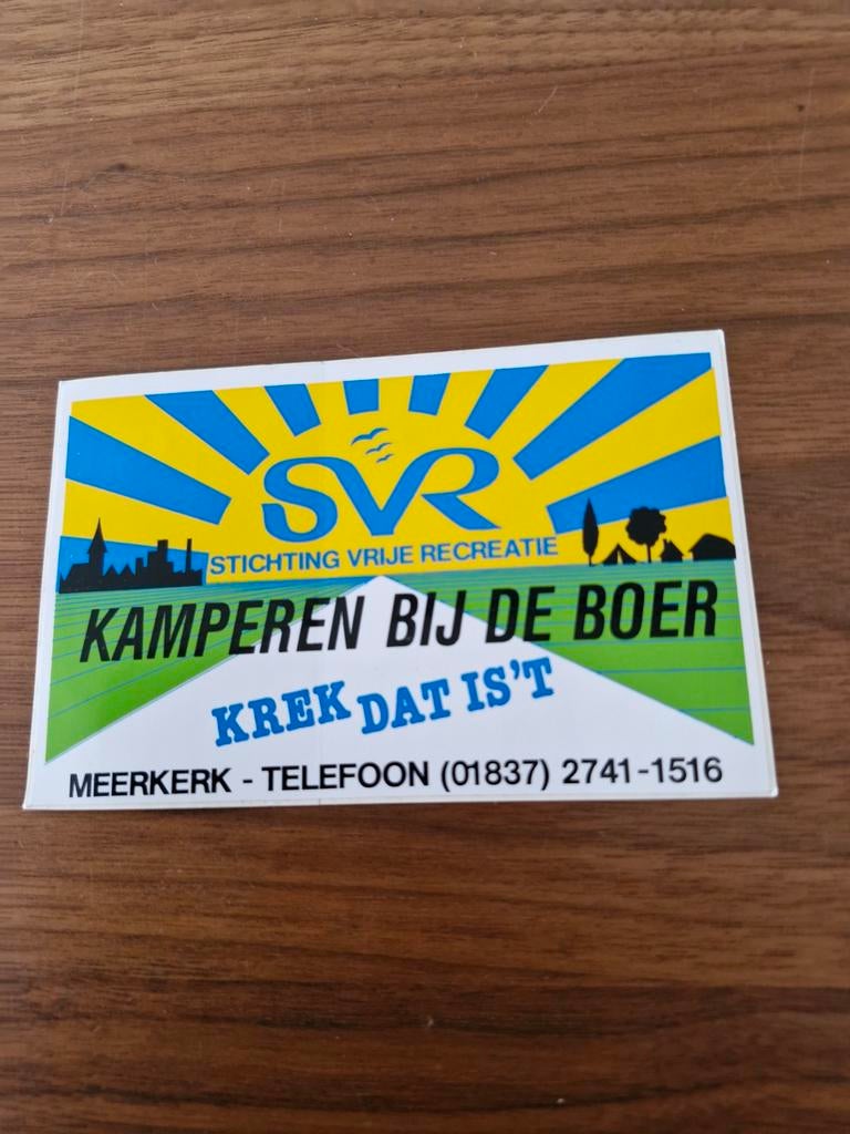 7055 Vintage SVR Kamperen bij de Boer sticker, Verzamelen, Stickers, Gebruikt, Ophalen of Verzenden