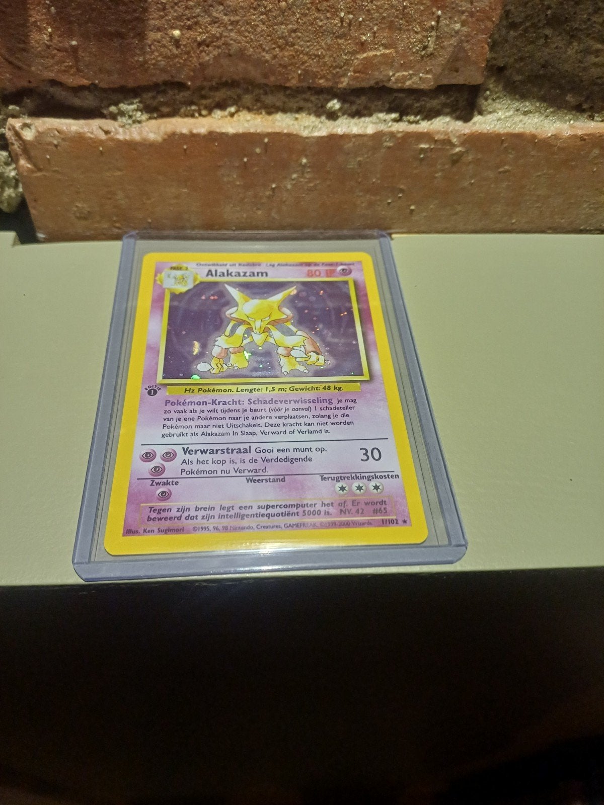 Alakazam Pokémon kaart 1/102 Holo Base Set NL, Verzenden