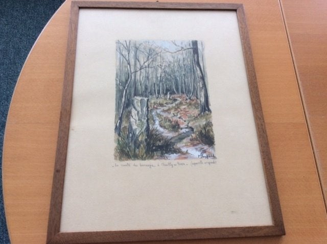 M Bouffard aquarel, Ophalen, Landschap, Papier, Klassiek