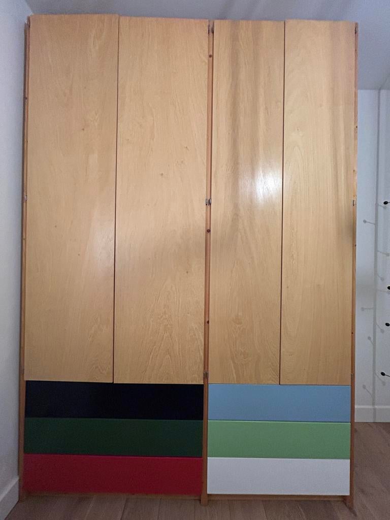Prachtige Lundia kledingkast van echt blank gelakt hout, Ophalen, 200 cm of meer, 150 tot 200 cm, Zo goed als nieuw