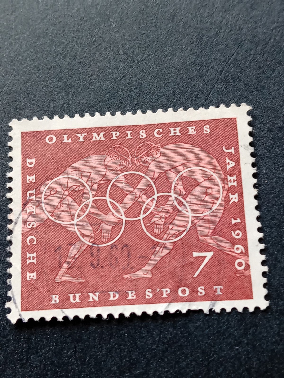 Duitse Bundespost Olympische Spelen 1960 postzegel, Ophalen of Verzenden, BRD, Gestempeld