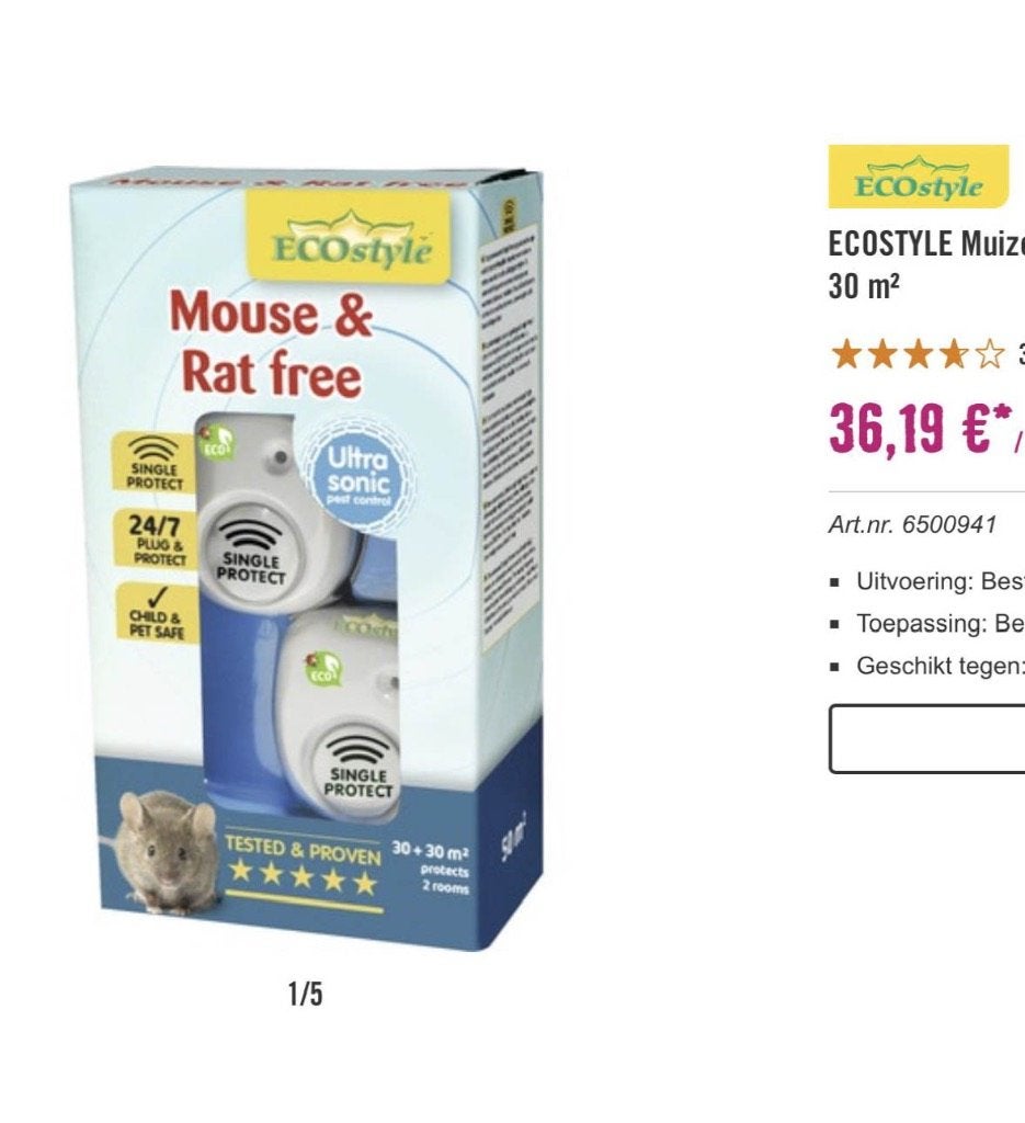 Muizen ratten verjagers electronisch  voor muis en rat, Verzenden, Zo goed als nieuw, Ongediertebestrijding