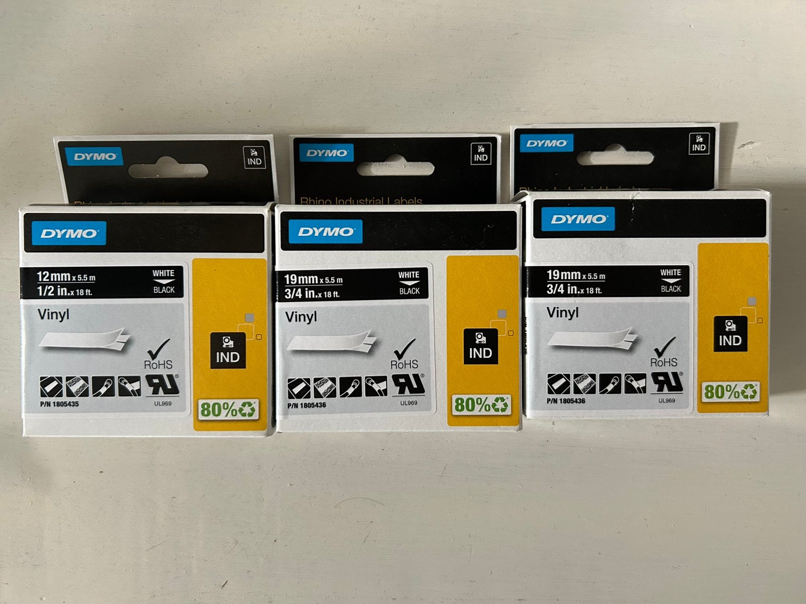 Set van 3 dichte doosjes Dymo Rhino Industrial Labels, Computers en Software, Ophalen of Verzenden
