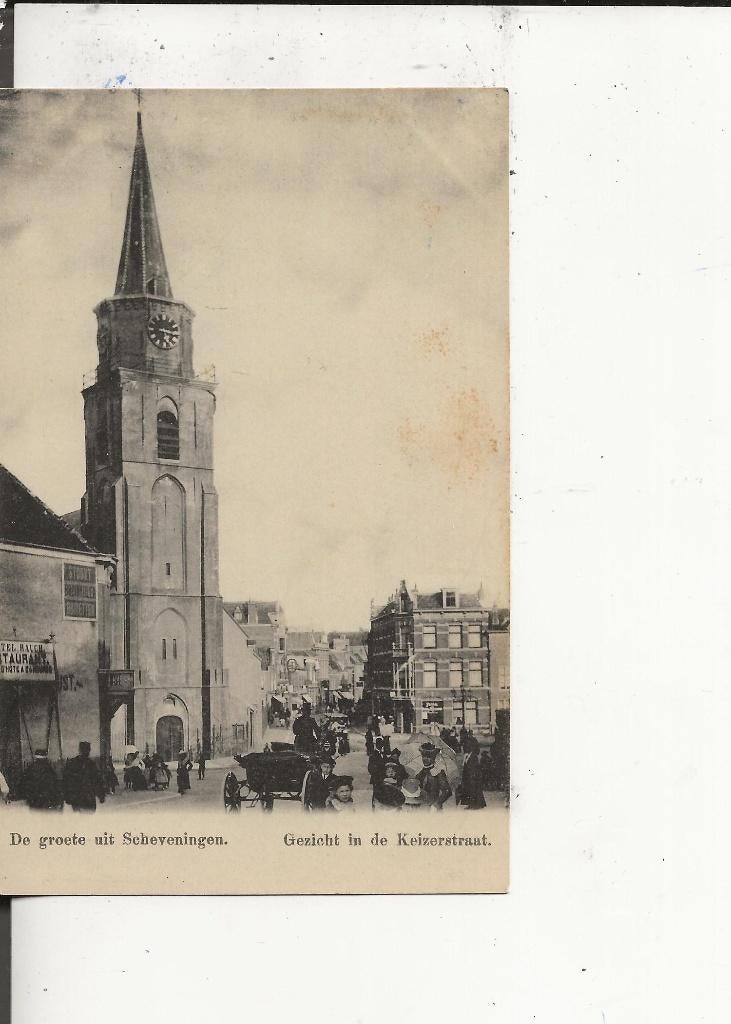 Scheveningen Keizerstraat met Oude Kerk Panorama 1899, Ophalen of Verzenden, Voor 1920, Ongelopen, Zuid-Holland