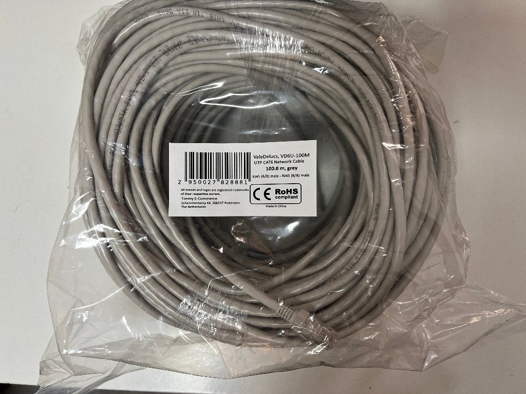 Internetkabel CAT6 100 meter grijs UTP Netwerkkabel (NIEUW), S, Nieuw, Ophalen of Verzenden, S