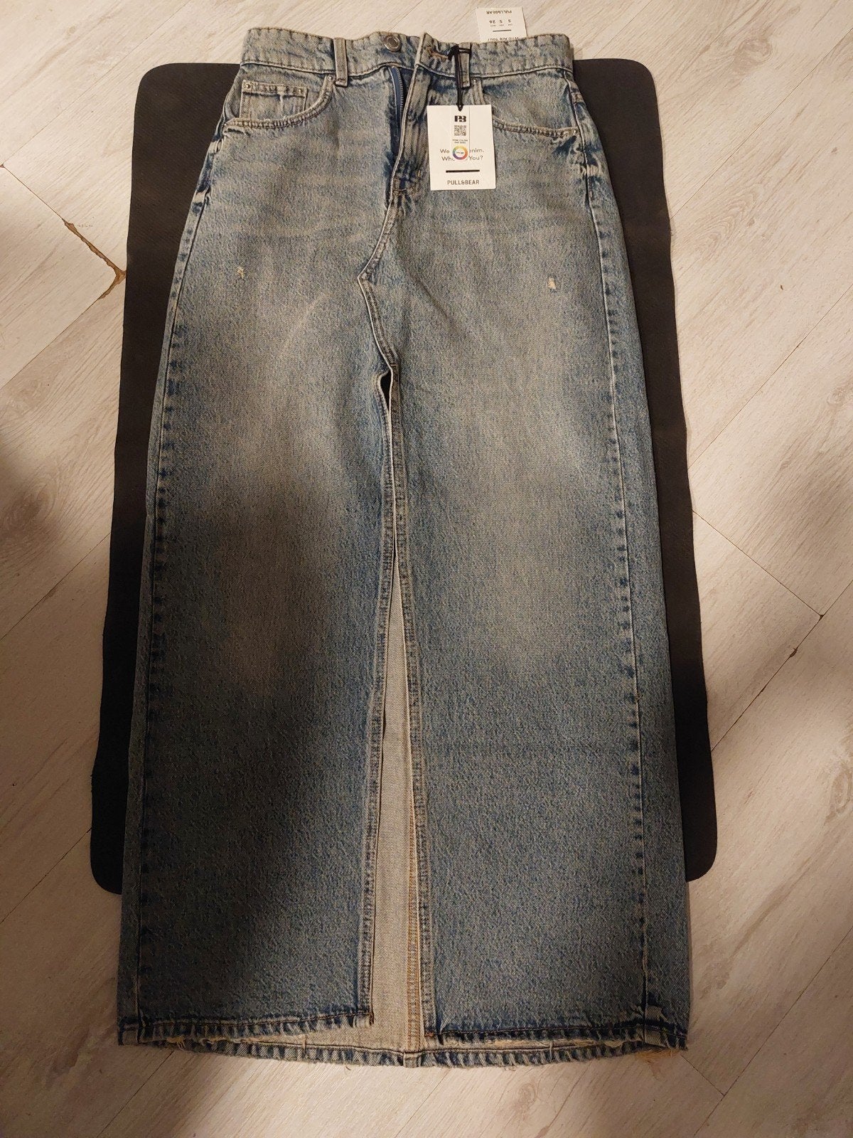 Pull&Bear denim rok met split, maat S, Kleding | Dames, Nieuw, Ophalen of Verzenden, Maat 36 (S), Onder de knie