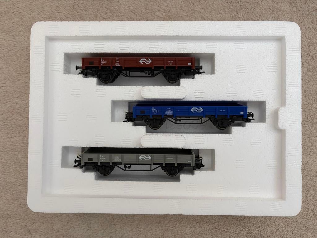 Märklin H0 44333 Wagons set - 3 Niederbordwagen - NS m, Wisselstroom, Wagon, Ophalen of Verzenden, Märklin