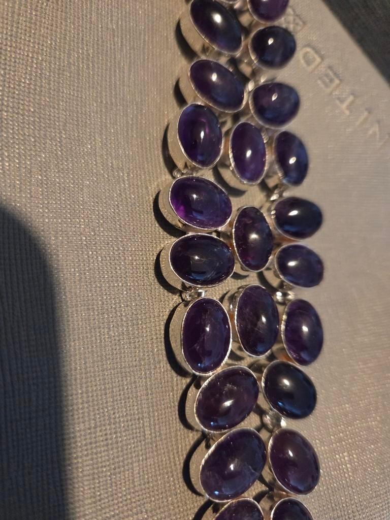 armband met paarse amethist, Sieraden, Tassen en Uiterlijk, Armbanden, Gebruikt, Paars, Ophalen of Verzenden, Met edelsteen