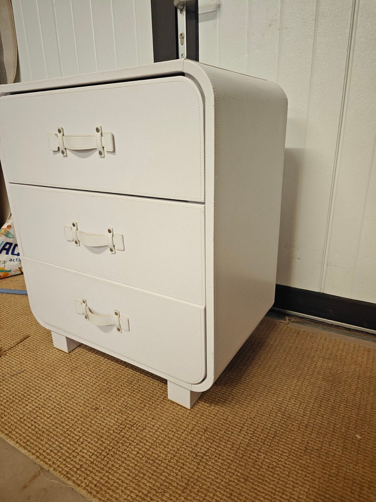 Wit ladenkastje met kunstleer bekleed, Huis en Inrichting, Kasten | Ladekasten, Ophalen, Gebruikt, 50 tot 100 cm, 3 of 4 laden
