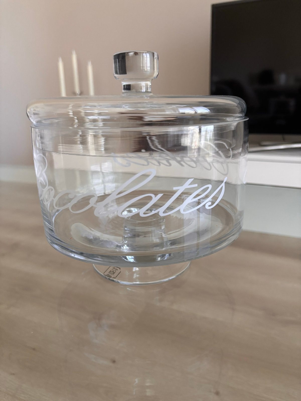 Riviera Maison Voorraadpot 'Chocolates' - Perfecte staat, Glas, Ophalen of Verzenden, Zo goed als nieuw, Voorraadpot