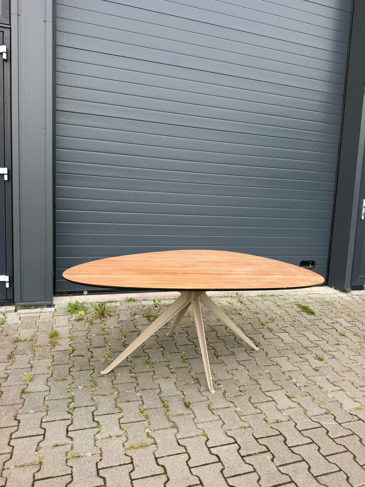 Organische kiezel eikenlook melamine eettafel 180 x 100 cm, Ophalen, 200 cm of meer, 50 tot 100 cm, Zo goed als nieuw