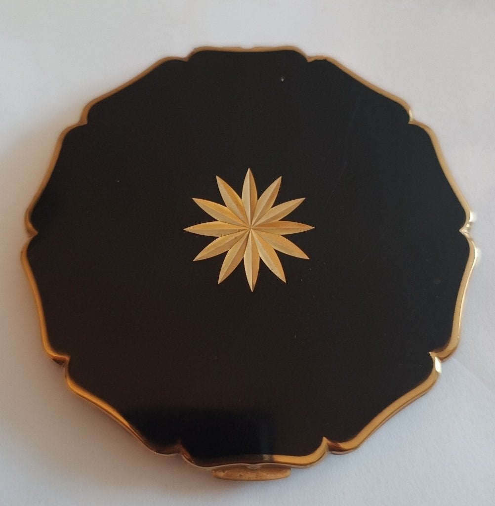 Antieke Stratton poederdoos zwart met goudkleurige ster, Antiek en Kunst, Ophalen of Verzenden