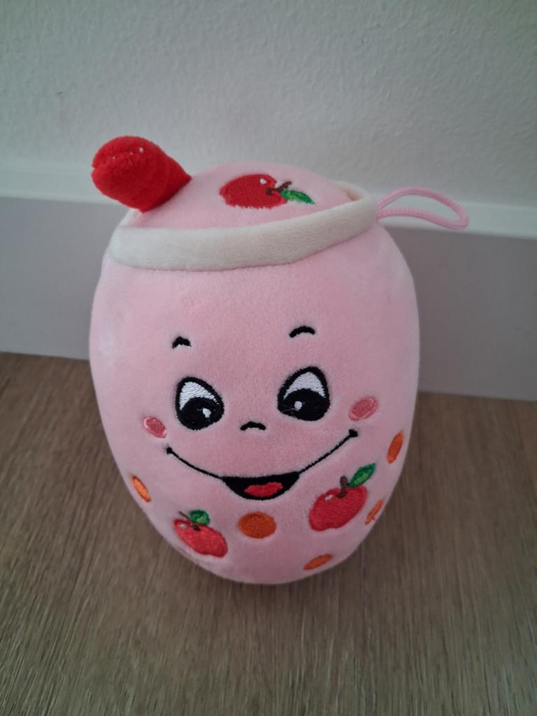 Knuffel 14 cm roze bubble tea appel rood L749, Ophalen of Verzenden, Zo goed als nieuw, Overige typen