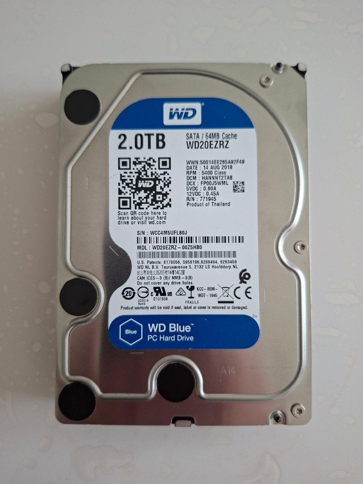 WD Blue 2TB HDD - SATA Harde Schijf, Computers en Software, Harde schijven, Intern, 2TB, Gebruikt, Ophalen of Verzenden