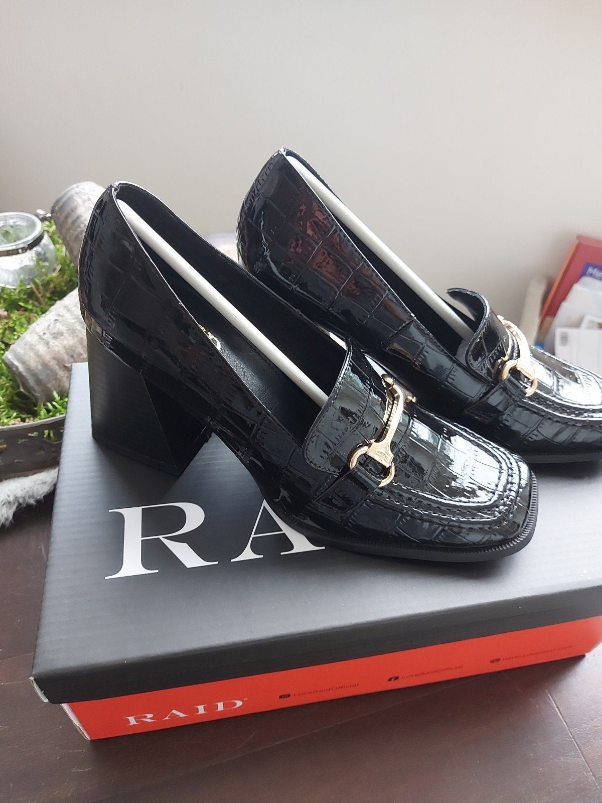 Zwarte lakleren loafers met blokhak - Maat 37, Zwart, Nieuw, Ophalen of Verzenden, RAID