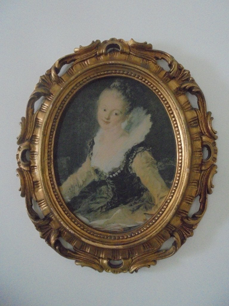 Prent in gipsen lijst / Vintage / 43 x 36 cm, Ophalen of Verzenden