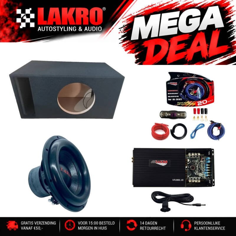 12 inch Pack 4 - LAKRO - subwooferpakket - 1000 watt RMS, Niet ingevuld, Niet ingevuld, Niet ingevuld