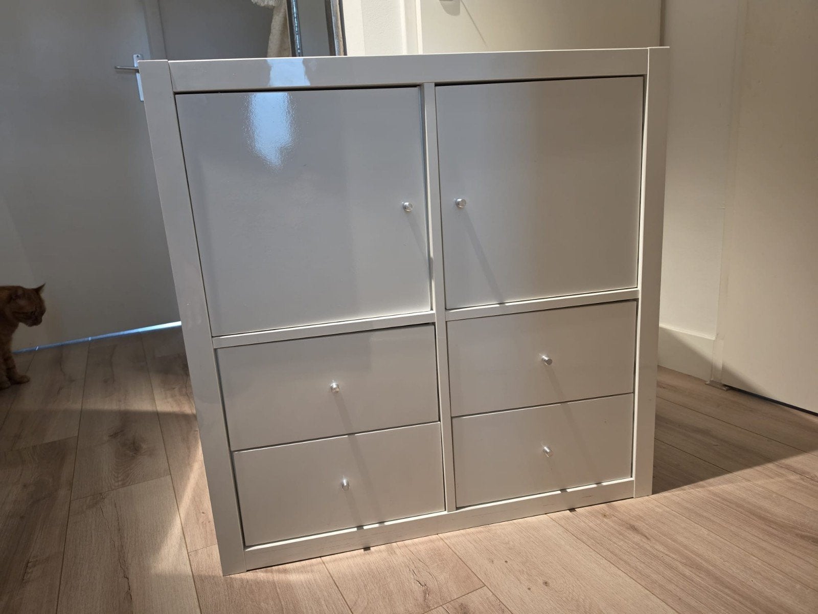 IKEA KALLAX opbergkast wit met 2 deurtjes en 4 lades, Ophalen, Gebruikt