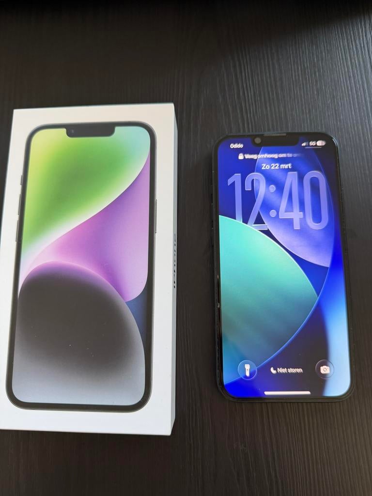 iPhone 14 256GB middernacht  – Zo goed als nieuw + doos, Blauw, Zo goed als nieuw, Met simlock, Zonder abonnement