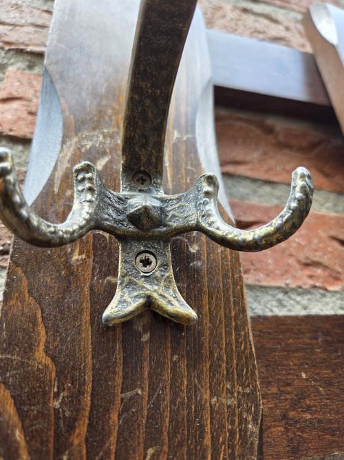 kapstok eiken vintage messing haken, Ophalen of Verzenden, 'T Olde Gre-j, Info@toldegrej.nl, Endepoelstraat 20f Didam