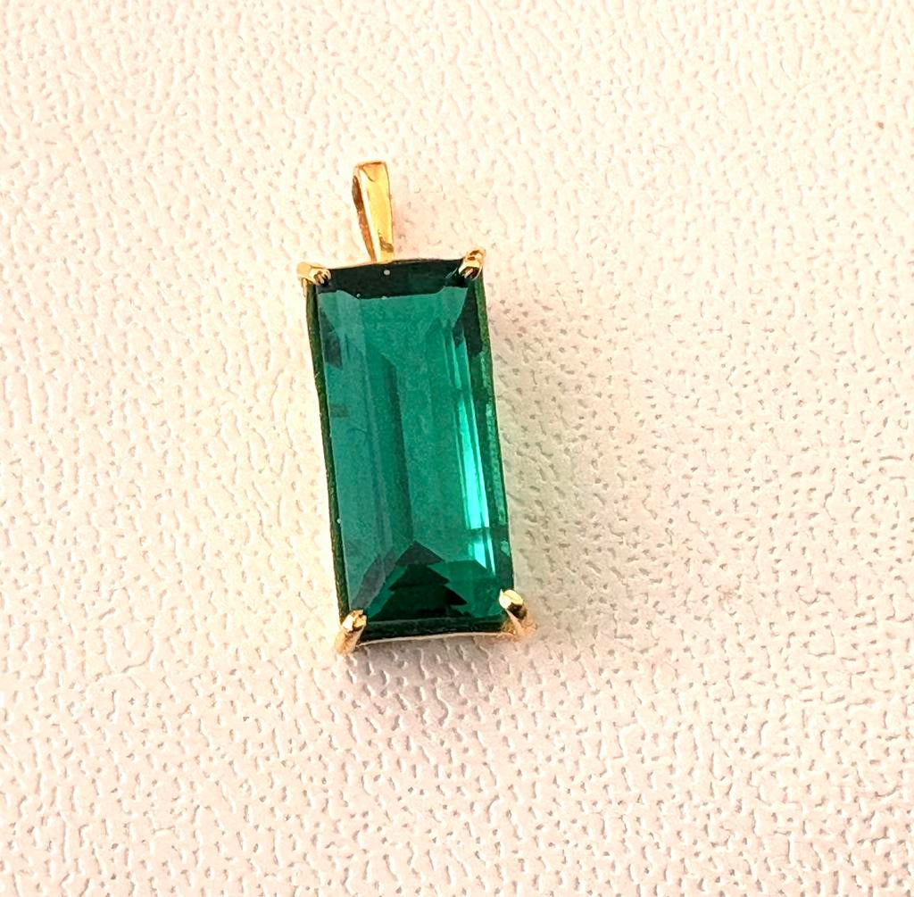 Gouden smaragd hanger 14k solid gold pendant ab, Nieuw, Ophalen of Verzenden, Met edelsteen, Groen