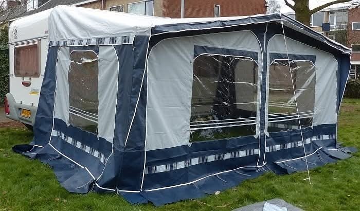 Ruime voortent voor caravan maat 9 , 270 diep incl frame, Ophalen, Gebruikt, Ten Cate All Season 200g/m2, Overige merken