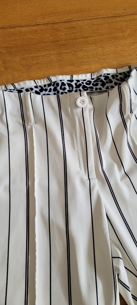 ZIZO krijtstreep flared pantalon wit blauw maat S zgan, Zizo, Wit, Ophalen of Verzenden, Zo goed als nieuw