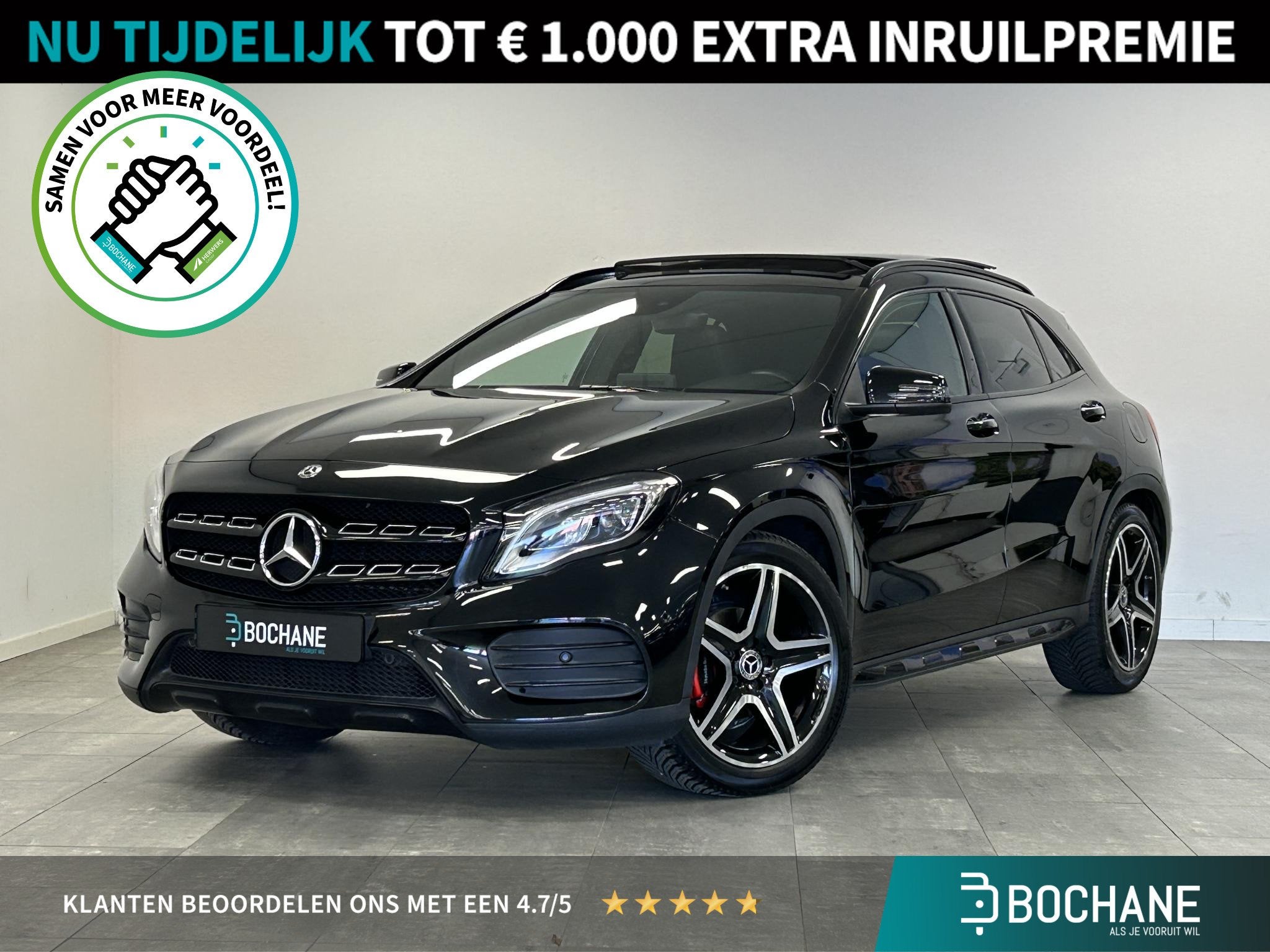 Mercedes-Benz GLA-klasse 180 AMG Night Upgrade | Panoramadak, Auto's, Gebruikt, 4 cilinders, 715 kg, Leder en Stof
