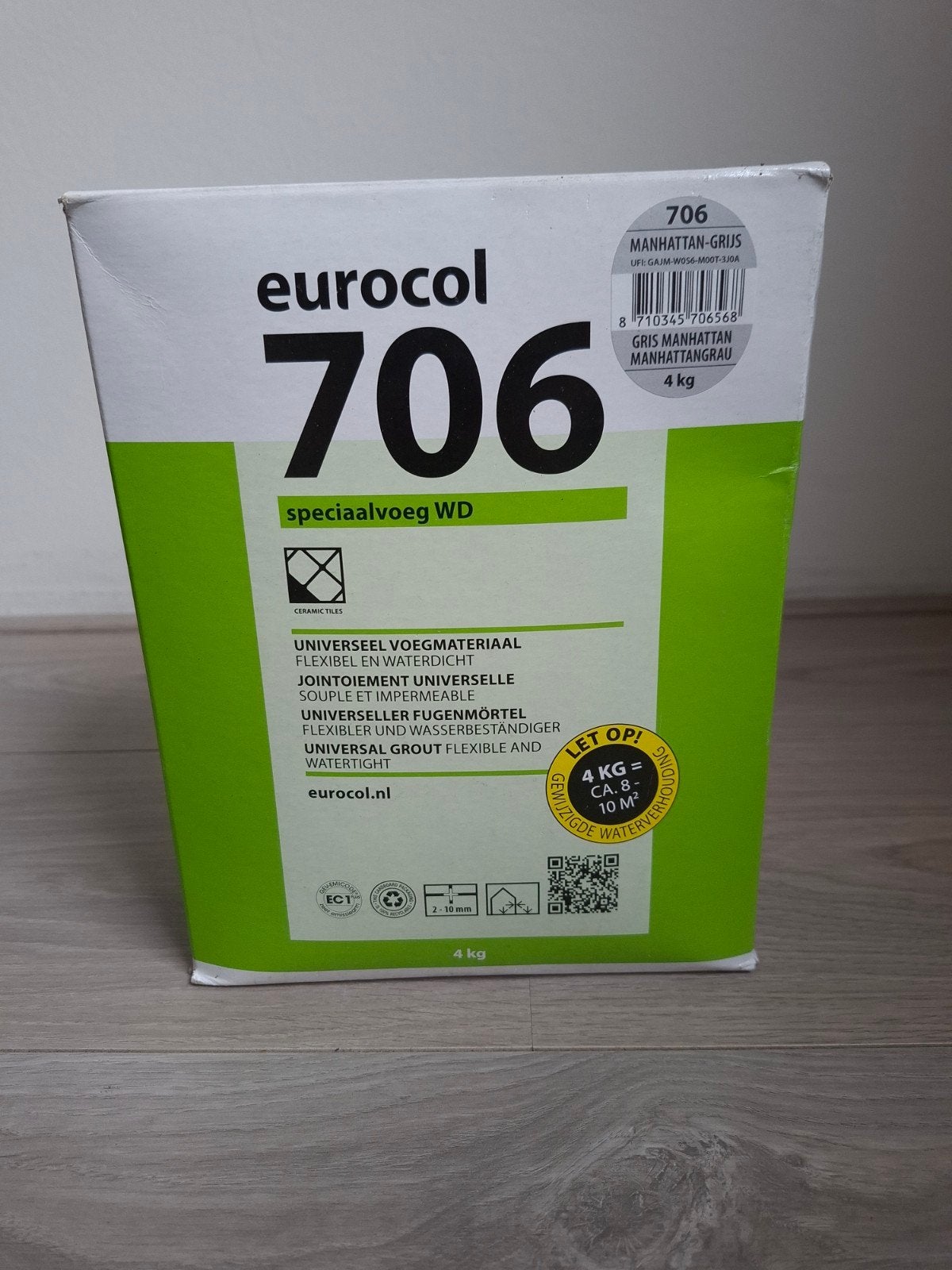 2x Eurocol 706 Speciaalvoeg WD Manhattan-Grijs 4kg, Doe-het-zelf en Verbouw, Tegels, Ophalen of Verzenden
